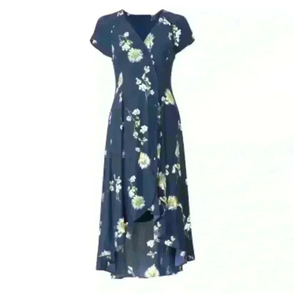 FREE PEOPLE Blue Lost in You Floral High Low Midi Dress XS - Picture 7 of 16